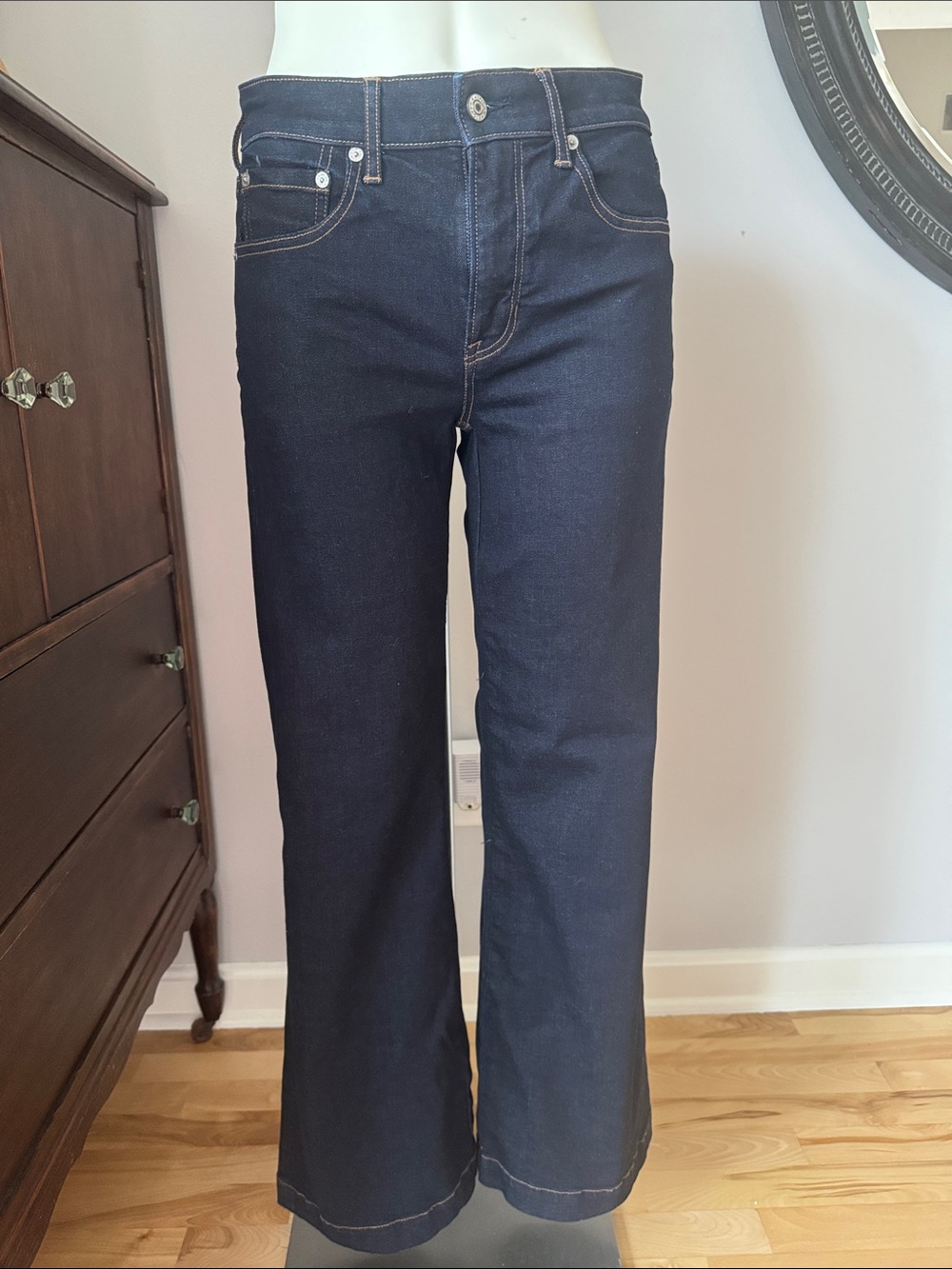 American Eagle Wide Leg Super Stretch Dark Jeans 4 Short